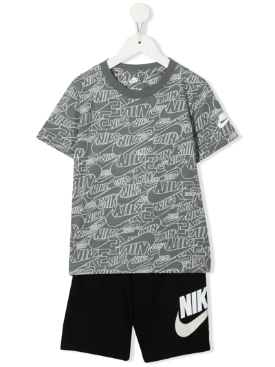 Nike Kids' Logo-print Tracksuit Set In Black
