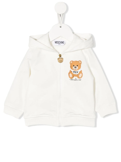 Moschino Babies' Teddy Bear-print Pullover Hoodie In White
