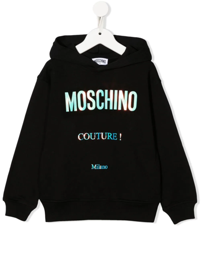 Moschino Logo-print Pullover Hoodie In Black