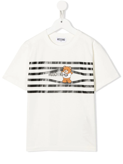 Moschino Kids' Teddy Bear-print Short-sleeve T-shirt In Cloud