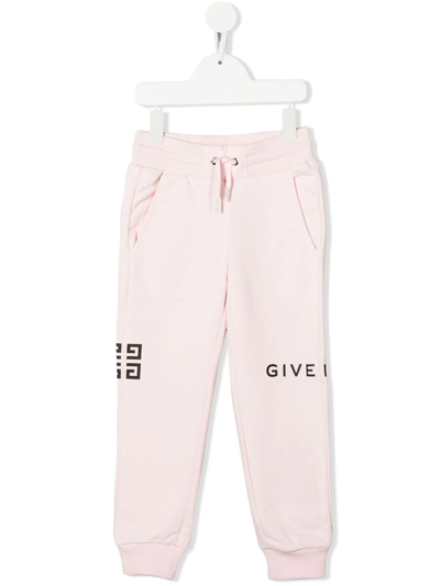 Givenchy Kids' Logo-print Track Trousers In Pink