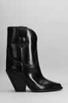 ISABEL MARANT LEYANE TEXAN ANKLE BOOTS IN BLACK LEATHER