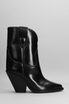 Isabel Marant Leyane Texan Ankle Boots In Black Leather In Black