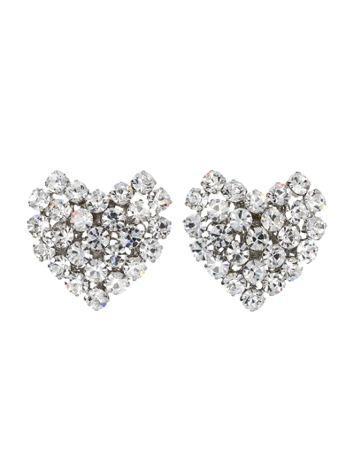 Alessandra Rich Heart Earrings In Silver