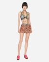 Dolce & Gabbana Textured Finish Jacquard Miniskirt In Multicolor
