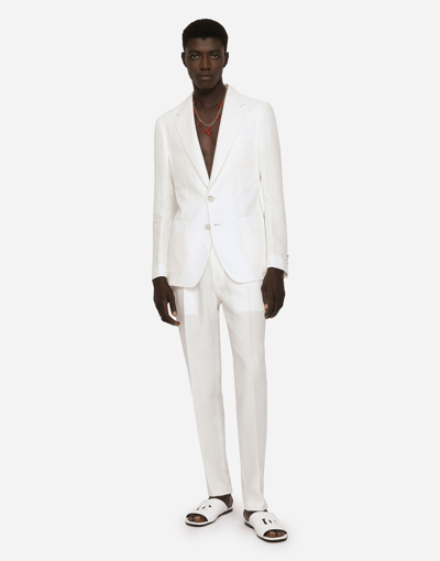 Dolce & Gabbana Linen Pants In White