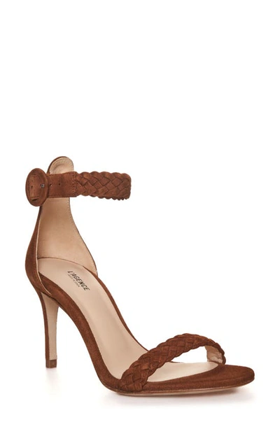 L Agence Larissa Suede Ankle-strap Sandals In Brown