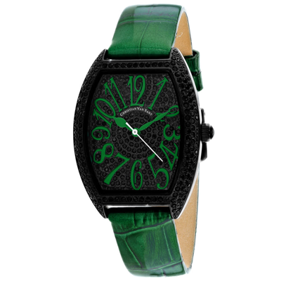 Christian Van Sant Elegant Quartz Black Dial Ladies Watch Cv4825 In Black / Brass / Green