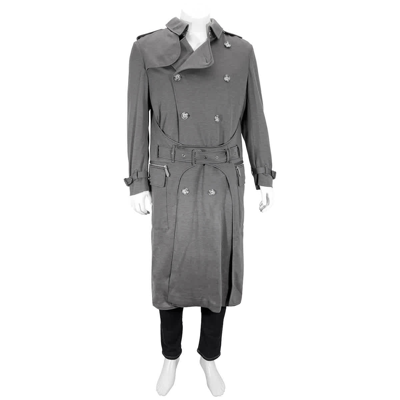 Burberry Mens Cloud Grey Cargo Pocket Detail Cashmere Silk Trench Coat, Brand Size 50 (us Size 40)