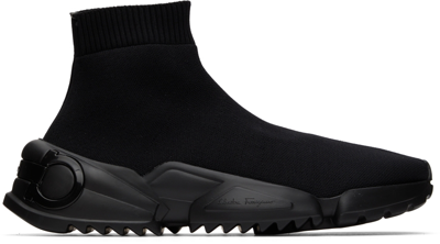 Ferragamo Sock-style High-top Sneakers In Black