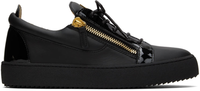 Giuseppe Zanotti Black Patent Frankie Sneakers In Blue