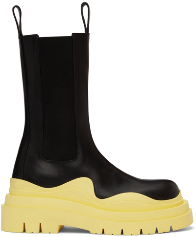 BOTTEGA VENETA BLACK TIRE CHELSEA BOOTS