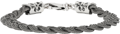 Emanuele Bicocchi Silver Flat Braided Bracelet In Metal