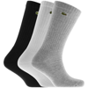 Lacoste Sport Logo Triple Pack Socks Grey In Grey
