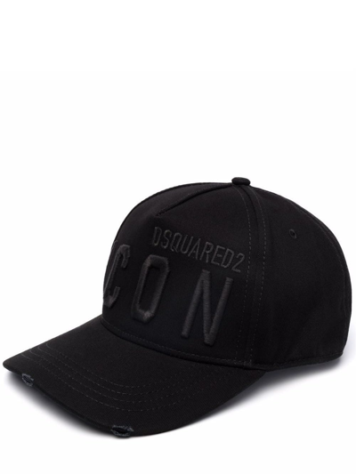 Dsquared2 Icon-embroidered Logo Cap In Black
