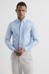 Reiss Mens Blue Cotton Soft Wash Button Down Oxford Shirt In Soft Blue