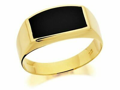 Pre-owned F.hinds F. Hinds Mens Gents Gentleman's Onyx Signet Ring Jewellery 9ct Yellow Gold