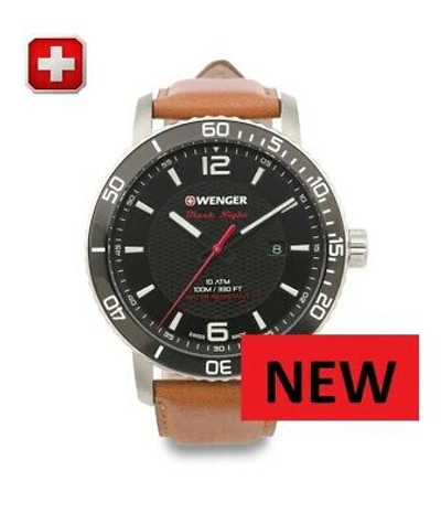 Pre-owned Wenger Swiss Army Men's Watch With Brown Leather Strap. Free U K Shipping .....
