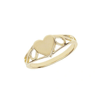 Pre-owned Sarrafjewellers Kids' 9ct Gold Signet Girl Child Heart Solid Ring Hallmarked Free Uk Post Size (f-o)