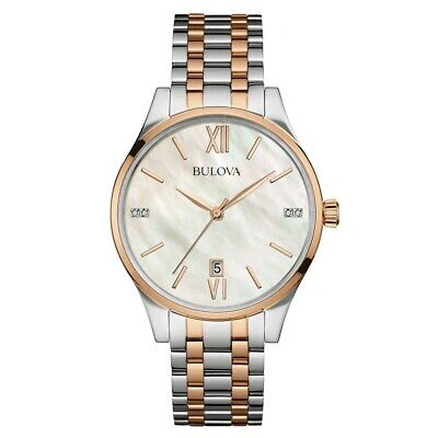 Pre-owned Bulova 98s150 Ladies Diamond Two Tone Steel Bracelet Watch Rrp £229