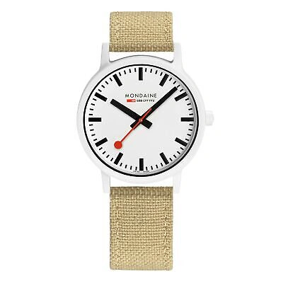 Pre-owned Mondaine Essence Sustainable Watch Quartz White Dial Textile Strap Ms1.41110.ls