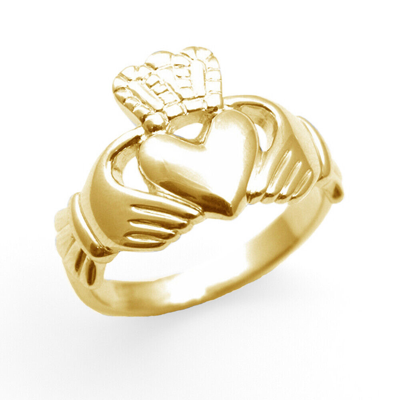 Pre-owned Weston 9ct Gold Claddagh Ring Men's Substantial Ring Large Sizes Available Hallmarked