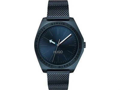 Pre-owned Hugo Mens Blue Mesh Bracelet Watch