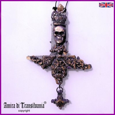 Pre-owned Punk Rave Cross Crucifix Wicca Pendant Talisman Necklace Gothic Jewelry Customized Occult