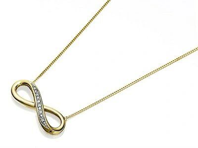 Pre-owned Love It! Love It Womens Ladies 9ct Gold Diamond Infinity Necklace