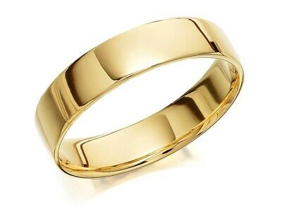 Pre-owned F.hinds Mens Fine Jewellery Elegant 9ct Gold Soft Court Wedding Ring - 5mm