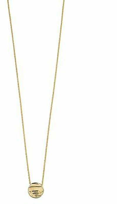 Pre-owned Elements Gold Elements Yellow Gold Circle Disc Texture Necklace Hallmarked