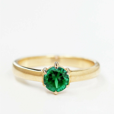 Pre-owned Handmade 14k Gold Natural Certified  3 Ct Emerald Stone Christmas Ring For Her
