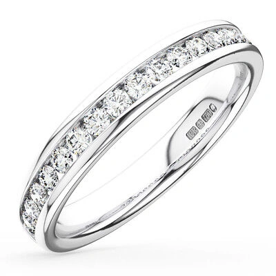 Pre-owned Earth Star Diamonds 0.35ct Round Brilliant Cut Diamonds Half Eternity Wedding Ring In 9k White Gold