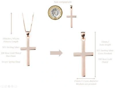 Pre-owned Bellamira Specail Sterling Silver Rose Gold Cross Pendant And Special Christening Necklace