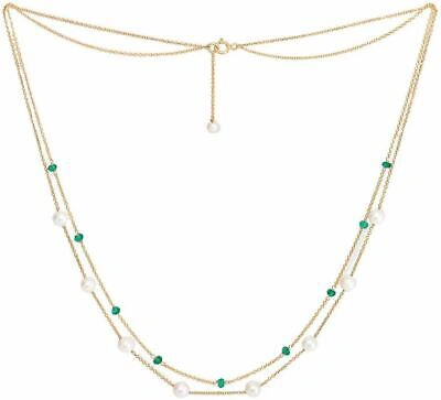 Pre-owned Pearls Of The Orient Credo Emerald Fine Double Strand Necklace - Green/gold