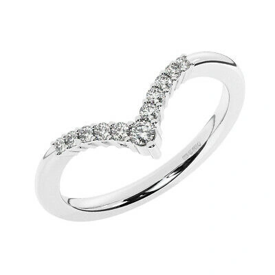 Pre-owned Earth Star Diamonds 3.5 Mm Round Brilliant Cut Diamond Wishbone Half Eternity Ring In 9k White Gold