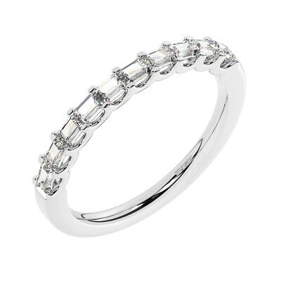 Pre-owned Earth Star Diamonds 0.50ct Prong Set Baguette Cut Diamond Half Eternity Ring In 9k White Gold