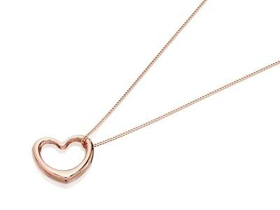 Pre-owned F.hinds Womens 9ct Rose Gold Open Floating Heart Necklace