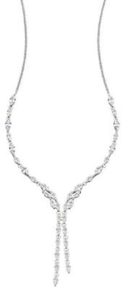 Pre-owned Elements Silver Womens Cubic Zirconia Marquise Statement Necklace - Silver