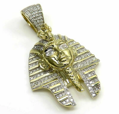 Pre-owned Online0369 1.58 Ct Round Sim Diamond King Tut Paraoh Pendant In 925 14k Yellow Gold Plated