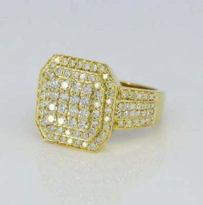 Pre-owned Online0369 1.25 Ct Round Simulated Diamond Men's Classic Ring In 14k Yellow Gold Plated