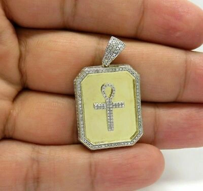 Pre-owned Online0369 1.18 Ct Round Sim Diamond Egyptian Ankh Cross Pendant In 14k Yellow Gold Finish