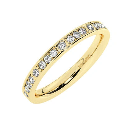 Pre-owned Earth Star Diamonds 0.35 Carat Pave Set Round Brilliant Cut Diamond Eternity Ring In 9k Yellow Gold