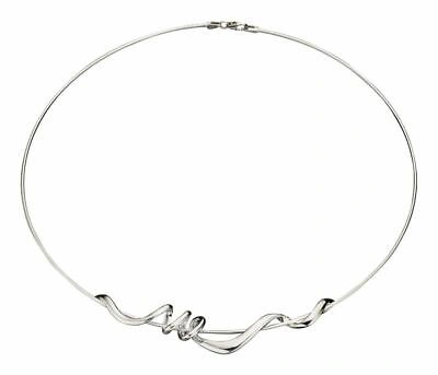Pre-owned Elements Silver Womens Twisted Design Torque Necklace - Silver