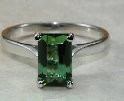 Pre-owned Universal Jewels Mens 4ct Emerald Green Solitaire Wedding Ring 14k White Gold Plated 925 Silver