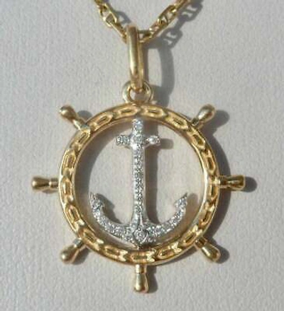 Pre-owned Online0369 0.58 Ct Round Simulated Diamond Ship Steering Wheel Pendant Only In 925 Silver