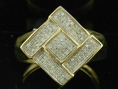 Pre-owned Online0369 1.18 Ct Round Sim Diamond Men's Unique Box Ring Over 14k Yellow Gold Plated