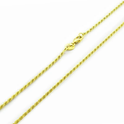 Pre-owned Nuragold 10k Yellow Gold Solid 1.5mm Mens Rope Chain Pendant Necklace Lobster Clasp 30"