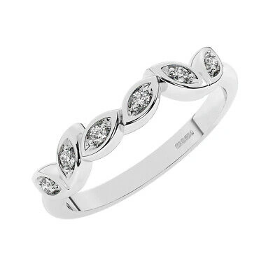 Pre-owned Earth Star Diamonds 3.5 Mm Round Brilliant Cut Diamonds Half Eternity Ring In 18k White Gold