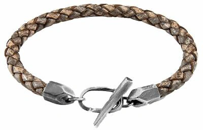 Pre-owned Anchor And Crew Mens Jura Braided Bracelet - Taupe Grey